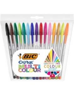 Pack 15 BOLIGRAFOS BIC CRISTAL COLORES